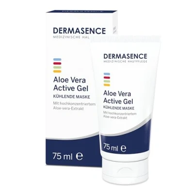 Abbildung von DERMASENCE Aloe Vera Activ Gel, 75 ml kühlendes Gel bei Sonnenbrand &amp; gereizter Haut, beruhigt, spendet Feuchtigkeit, ideal nach dem Sonnenbaden, Pickeln, Insektenstichen Rötungen, vegan