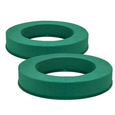 Abbildung von Creativery Bastelmoos, Nass Steckschaum Kranz 25cm mit Schale für Frischblumen 2er Set Grün