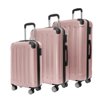 Abbildung von TRVLMORE Kofferset 3 Teilig Hartschale Koffer &amp; Trolleys Set Reisekoffer stück Hartschalenkoffer Gepäck Sets Trolley Rosa