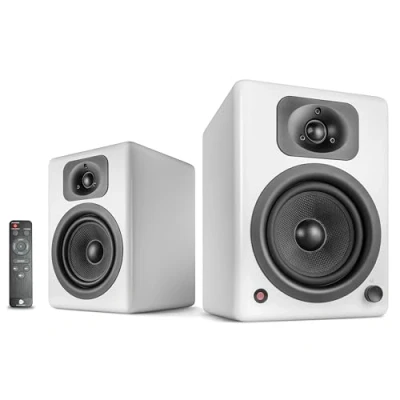 Abbildung von wavemaster TWO NEO soft white Regallautsprecher System (60 Watt) mit Bluetooth Streaming, digitalen Anschlüssen und IR Fernbedienung Aktiv Boxen Nutzung für TV/Tablet/Smartphone, mattweiß (66366)