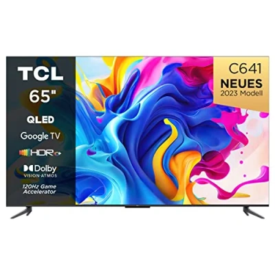 Abbildung von TCL 65C641, 65 Zoll QLED Fernseher, 4K Ultra HD, Google TV (Dolby Vision und Atmos, Bewegungsklarheit, Freisprech Sprachsteuerung, kompatibel mit Assistant Alexa)