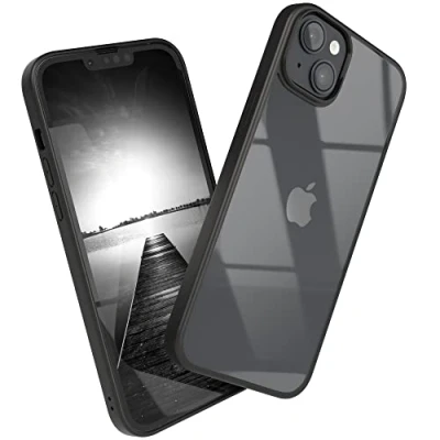Abbildung von EAZY CASE Clear Hybrid Bumper Hülle kompatibel mit iPhone 14 Plus, Handyhülle Ultra Aufprallschutz, Stoßfest und Kratzfest, dünne Schutzhülle Kameraschutz, Cover Handy Case, Schwarz