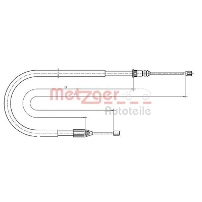 Abbildung von METZGER 10.6699 Handbremsseil hinten links 1508/1205 Scheibenbremse COFLE RENAULT: Scénic 1