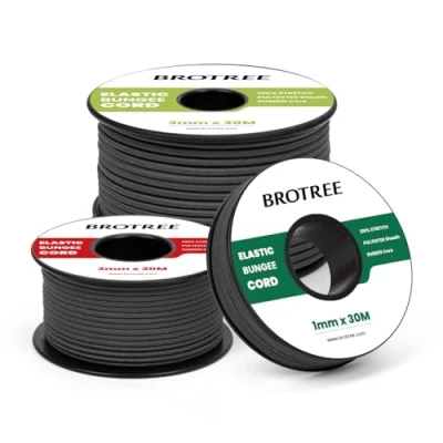 Abbildung von Brotree Gummischnur Gummikordel 2mm x 10m Elastische Faden Gummiseil Expanderseil für DIY, Handwerk, Schmuck, Armbänd, Halsketten, Zelt, Rucksack Schwarz