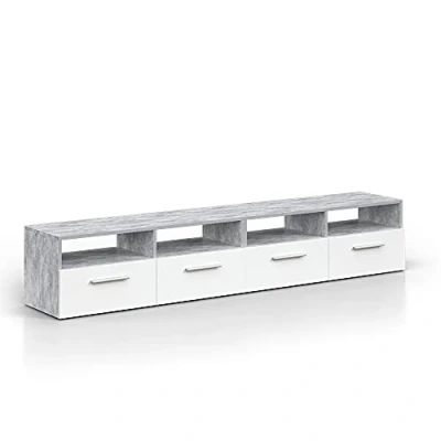 Abbildung von Vicco Lowboard Diego, Weiß/Beton, 190 x 38 cm