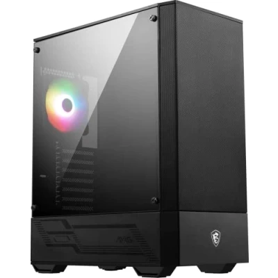Abbildung von MSI MAG Forge 110R Mid Tower ATX Gehäuse (2X USB 3.0 Anschluss, 1x 120mm A RGB Fan im Lieferumfang, schwarz, RGB)