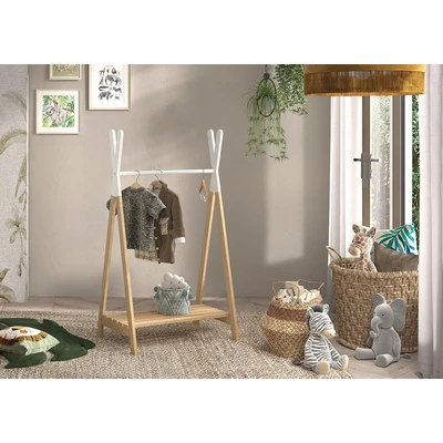 Abbildung von Vipack Kleiderständer &quot;Kiddy&quot;, (Made in Europe), mit Hängemöglichkeit und Schuhablage, Kiefermassiv natur/weiß