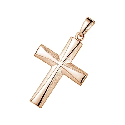 Abbildung von Materia Kreuzanhänger Kreuz Rosegold satiniert KA 22 Rose, aus 925 Silber, vergoldet