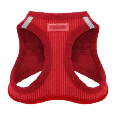 Abbildung von Voyager Step In Plüsch Hundegeschirr by Best Pet Supplies Westengeschirr für kleine und mittelgroße Hunde, Weicher Plüsch, Roter Kordr, size S Brust 37 40 cm