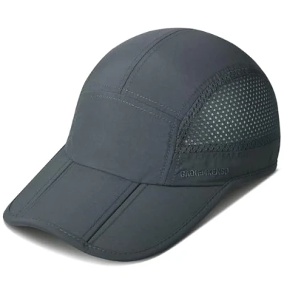 Abbildung von Folding Running Man Hat,Visors Sport Cap Summer Mesh Breathable Waterproof Trucker Hat Women Baseball Hiking Quick Drying with 3.54in Brim 19 24in Adjustable Unisex 63g Deep Gray JQ53
