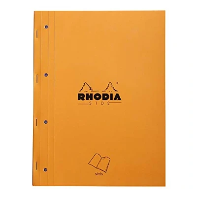Abbildung von Rhodia 118015C Notizblock (geheftet mit starkem Rücken aus Karton, 22,3 x 29,7 cm, französische Lineatur, 40 Blatt, mikroperforiert, 4 fach gelocht) 1 Stück, orange