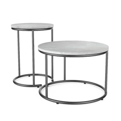 Abbildung von Vicco Beistelltisch Set Ottawa, Marmor Weiß, 55 x 34.5 cm 2 Teile
