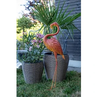 Abbildung von Metall Garten Figur Flamingo 95cm rostig Dekofigur groß Gartendeko Deko Skulptur Tierfigur Vogel