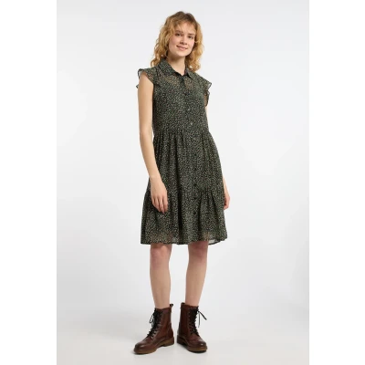 Abbildung von Dreimaster Blusenkleid Damen Schwarz Mehrfarbig