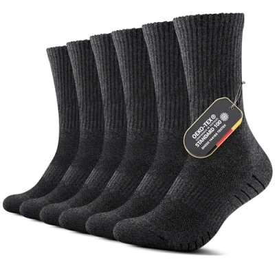 Abbildung von FALARY Sportsocken Herren 47 49 Warm Wandersocken Lange Baumwollsocken Wintersocken Frotteesocken Tennissocken Laufsocken Thermosocken Atmungsaktiv 6 Paar Dunkelgrau