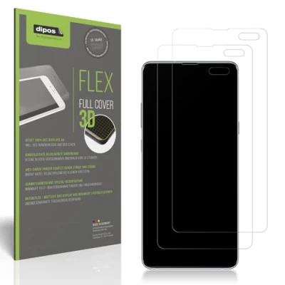 Abbildung von dipos Flex 2X Schutzfolie matt passend für Samsung Galaxy S10 5G, Antireflex, 100% Displayabdeckung, Fingerprint Kompatibel, case Friendly, Full Cover Displayschutz Folie