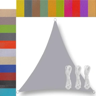 Abbildung von Ufamiluk sonnensegel dreieckig wasserdicht 2x2x2m Balkon Regenschutz 95% UV Schutz Windschutz Überdachung Plane für Garten Terrasse Outdoor Camping Patio Schwimmbad Grau