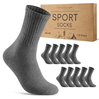 Abbildung von 10 Paar Sportsocken Damen Tennissocken Baumwolle Atmungsaktive Crew Socken 70205T (Anthrazit 35 38)