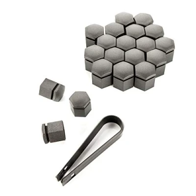 Abbildung von LST 20x Sechskant Felgen Rachraube Abdeckkappen Kappen Set 17 mm grau Matt