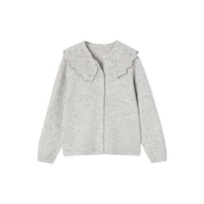 Abbildung von Vertbaudet Festlicher Mädchen Cardigan mit Strass Kragen grau meliert 128
