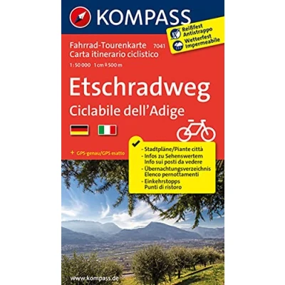 Abbildung von KOMPASS Fahrrad Tourenkarte Etschradweg Ciclabile dell&#039;Adige 1:50.000: Leporello Karte, reiß und wetterfest