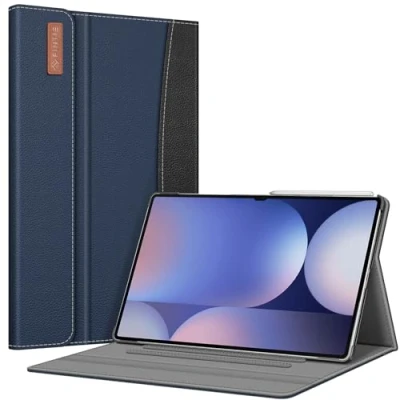 Abbildung von FINTIE Schutzhülle für Samsung Galaxy Tab S8 Ultra 14,6 Zoll 2022 (Modell SM X900 / X906), Multi Winkel Portfolio mit Tasche, automatischer Schlaf /Wachmodus, Marineblau