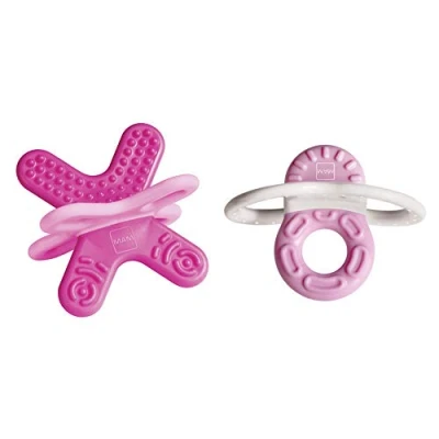 Abbildung von MAM Bite &amp; Relax Set, extra leichte rosa Beißringe für Babys, schmerzlindernde Baby Zahnungshilfe Vorder und Backenzähne, ab 2+Monaten