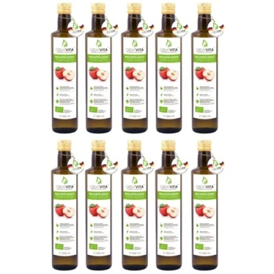 Abbildung von GreatVita Bio Apfelessig 5 Liter Naturtrüb &amp; ungefiltert mit Essigmutter 100% Qualität aus kontrolliert biologischem Anbau Frei von künstlichen Zusatzstoffen, Rohkostqualität