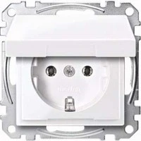 Abbildung von Schneider Electric Merten MEG2311 0325 SCHUKO Steckdose mit Klappdeckel, Steckklemmen, System M, aktivweiß glänzend, Schutzkontaktsteckdose