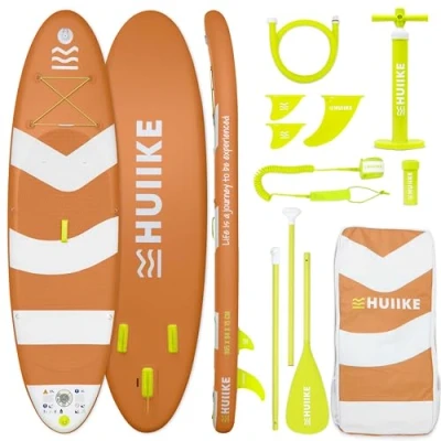 Abbildung von HUIIKE Stand Up Paddling Board mit Zubehör, Paddel, Finnen, Pumpe. Paddle Sup Aufblasbar Hohe Stabilität und Widerstandsfähigkeit. 305 x 84 15 cm, Belastbar bis 130 kg
