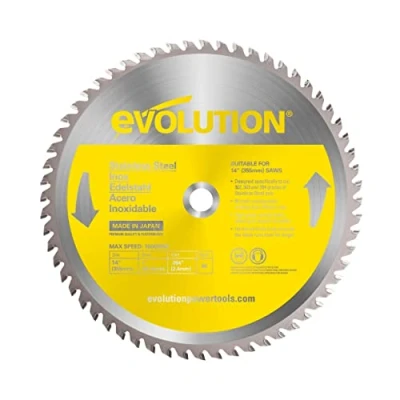 Abbildung von Evolution Power Tools Sägeblatt 355mm Edelstahlschneidklinge, für Kreissäge und Kappsäge TCT Metallkreissägeblatt / Metallsägeblatt zum Schneiden von Metall, Edelstahl S355TCT 90CS