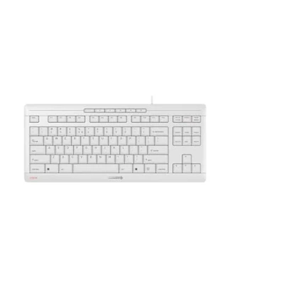 Abbildung von CHERRY STREAM KEYBOARD TKL, Kabelgebundene Tastatur ohne Nummernblock, EU Layout (QWERTY), Leiser Tastenanschlag, Einzigartiges Tippgefühl, Weiß Grau
