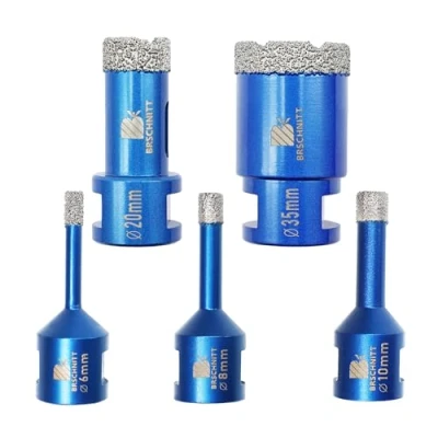 Abbildung von Diamantbohrer Fliesenbohrer Set 6 8 10 20 35mm für Porzellan Fliese Granit Marmor Trockenbohren