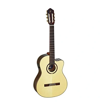 Abbildung von Ortega Guitars Slim Neck Konzertgitarre Performer Series Elektro akustische 4/4 Gitarre, Natur Inklusive Gigbag (RCE158SN)