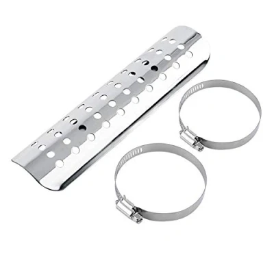 Abbildung von hitzeschutzblech Auspuff + Motorrad Hitzeschild, Straight Auspuffrohr Hitzeschild Abdeckung Fersenschutz(Silber)