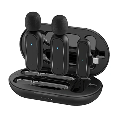 Abbildung von Handy Mikrofon Mini,Gimpro MC1X(C) 2.4GHz【TYPE C】2TX&amp;1RX Lavalier mit 3 Modus Denoise und Ladekoffer für Andriod Telefon Vlog Interview Youtube,Drahtloses USB Smartphone