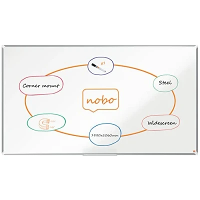 Abbildung von Nobo magnetisches Stahl Whiteboard, 45 x 60 cm, Aluminiumrahmen, Traditionelle Eckmontage, Inkl. Whiteboard Marker, Premium Plus, Weiß, 1915154