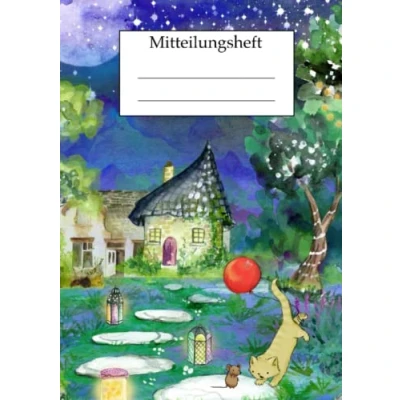 Abbildung von Mitteilungsheft: Mitteilungsheft Grundschule, Kindergarten, Hort Motiv Katze und Maus im Garten praktischen DIN A5 Format