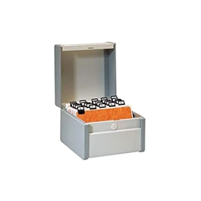 Abbildung von REXEL 3410800 Karteikasten, DIN A5 quer, grau lackiert, 173 x 213 190 mm