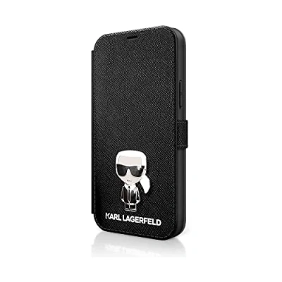 Abbildung von KARL LAGERFELD KLFLBKP12LIKMSBK Book Saffiano Ikonik Metal Hülle für iPhone 12 Pro Max 6,7&quot; schwarz