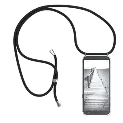Abbildung von EAZY CASE Handykette kompatibel mit Samsung Galaxy J6 Handyhülle Umhängeband, Handykordel Schutzhülle, Silikonhülle, Hülle Band, Stylische Kette für Smartphone, Schwarz