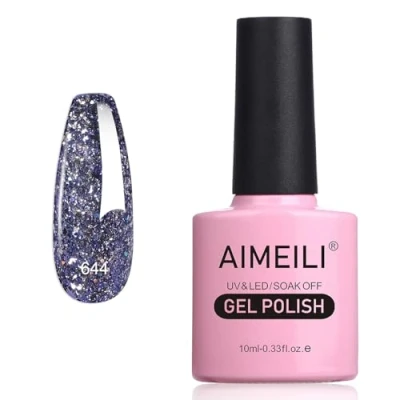 Abbildung von AIMEILI Glitzer Gel Nagellack UV LED Soak Off Mit Glitzerpartikel Sparkle Nail Polish Luminous 10ml 644