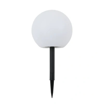 Abbildung von Lindby LED Solarlampe Lago, Ø 25 cm, Kugel, Erdspieß, weiß