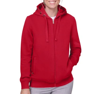 Abbildung von HRM Damen 807 Premium Hooded Jacket I Fair Trade Frauen Kapuzenjacke, 320 g/m² Aus 70% Baumwolle &amp; 30% recyceltem Polyester, red, XS