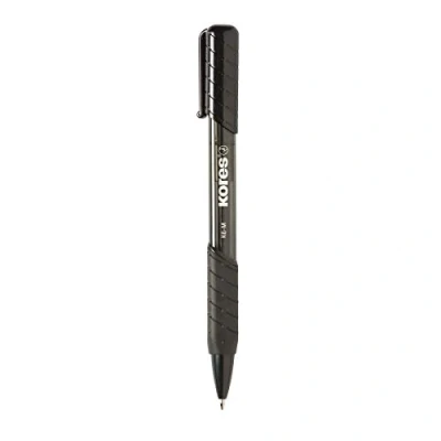 Abbildung von Kores K6: Schwarzer Druckkugelschreiber, 0,7 mm Fine Point Biro mit wischfester Tinte für flüssiges Schreiben, Softgrip, Schul und Bürobedarf, 12er Pack