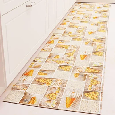 Abbildung von PETTI Artigiani Italiani Teppich Küchenläufer rutschfest und waschbar 52 x 340 cm Design Lidia Orange 100% Made in Italy