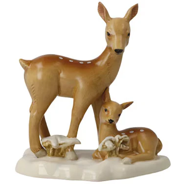Abbildung von Goebel Weihnachtsfigur &quot;Tierfigur Rehe im Schnee, Höhe ca. 14 cm&quot;, Sammlerfigur, Weihnachtsdeko, Dekofigur aus Steingut