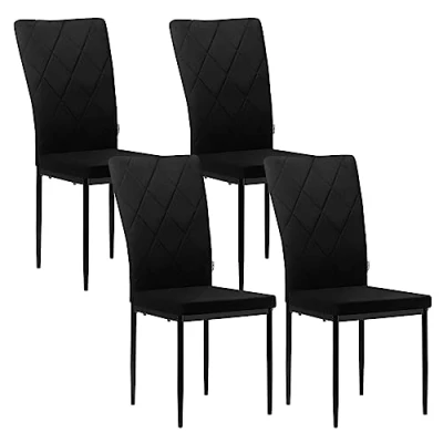 Abbildung von WOLTU Esszimmerstühle 4er Set, Küchenstuhl, Samtstuhl mit hoher Rückenlehne, Polsterstuhl Metallbeinen, für Esszimmer Esstisch Küche Wohnzimmer Büro, Schwarz, BH379sz 4