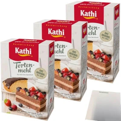Abbildung von Kathi Backmischung Tortenmehl 3er Pack (3x400g Packung) + usy Block