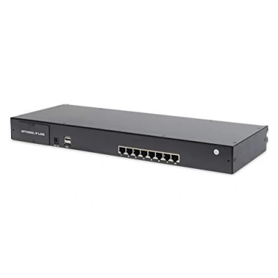 Abbildung von DIGITUS Modularer KVM Switch für Konsolen, 8 Cat5 Ports, 8x Dongle (VGA, USB, PS/2), bis zu 60m Übertragungsweg, Schwarz